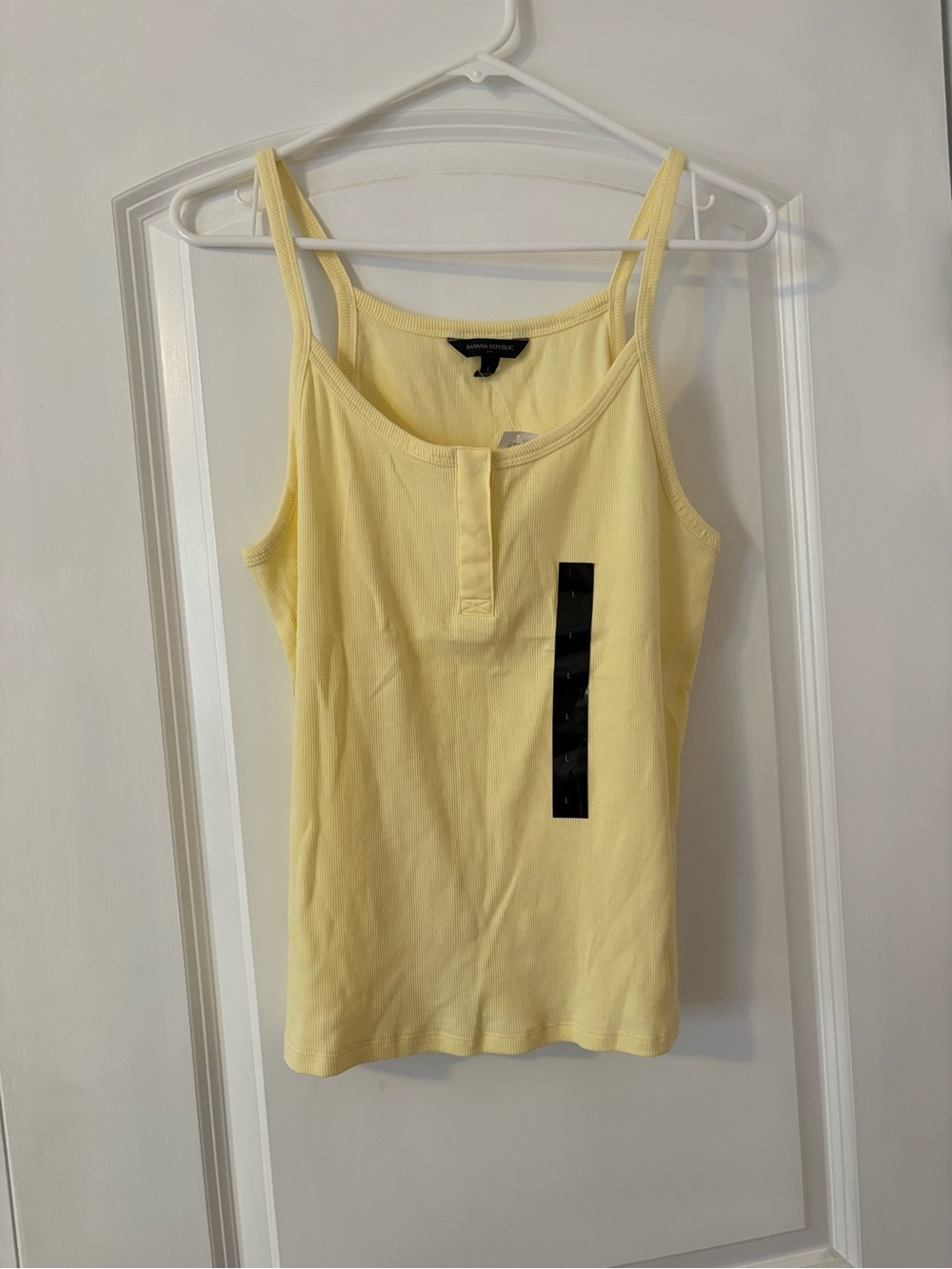 Banana Republic Pale Yellow Ribbed Tank with Slim Straps